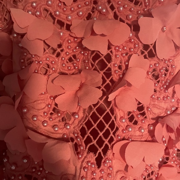 ASOS LUXE 3D floral embellished eyelet mini dress with faux feather trim - Picture 3 of 13